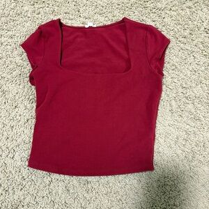 Garage Deep Red Square Neck Crop Top